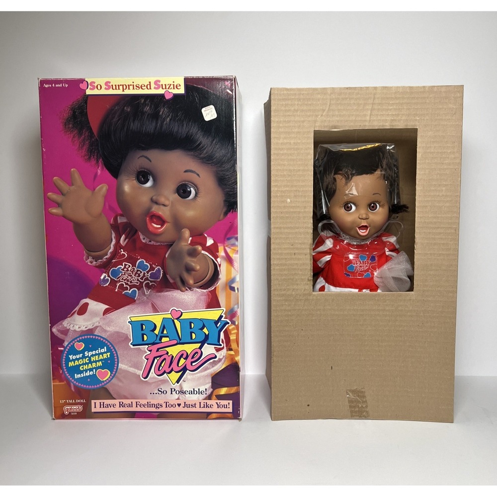Vintage 1990 Galoob Baby Face So Surprised Suzie #2 AA Doll NIOB HTF